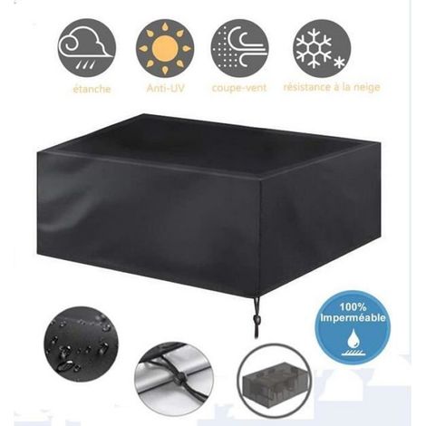 Housse étanche pour mobilier de jardin - Noir - 126x126x74cm - Résistante aux UV (1/4)