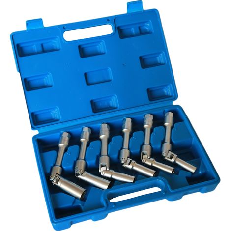 Set 6 Chiavi Bussola snodate per candelette Auto Diesel da 8 a 16 mm 3/8" 160mm