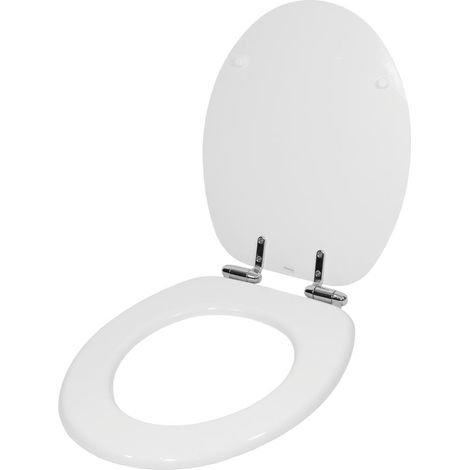 Sedile wc copri water universale frizionato bianco mdf chiusura rallentata confezione 1 (1/5)
