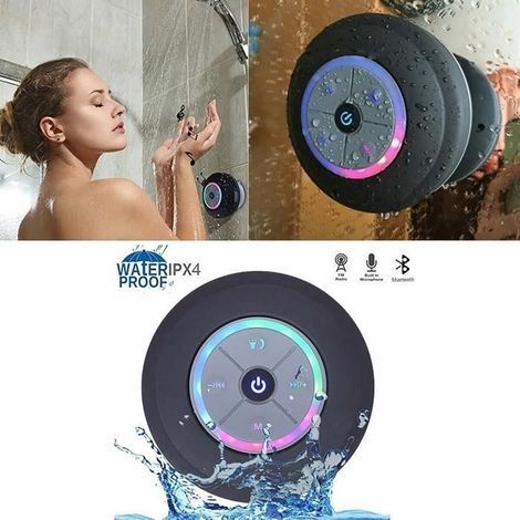 Tragbarer kabelloser Bluetooth-Lautsprecher, wasserdichter Bluetooth-Duschlautsprecher, Freisprecheinrichtung fürs Auto – Schwarz (1/4)