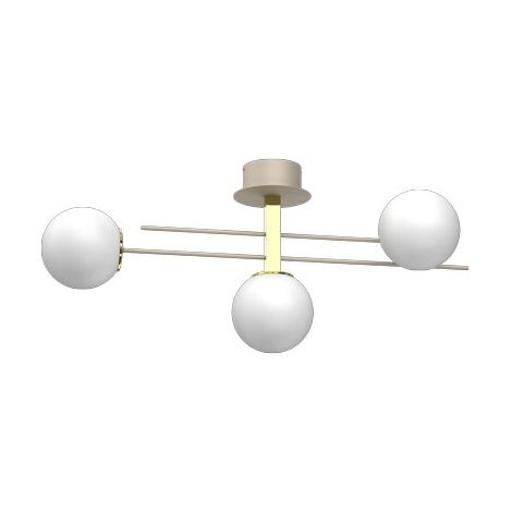 Plafonnier Luminex Satelit crème-or, 3 globes verre E27