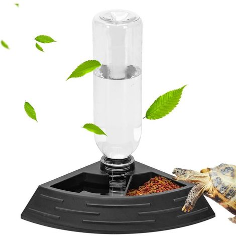 Distributeur d'eau pour Reptile, Abreuvoir Tortue, Mangeoire Gamelle Tortue Terrestre Distributeur 2 en 1 de Nourriture Anti Debordement Plastique Bol Accessoire, Taille S (1/5)