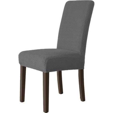 Housse universelle épaisse pour chaise de salle à manger, conception anti-poussière, hauteur du dossier 53-63 cm, gris foncé (1/5)