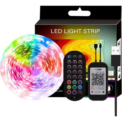 Ruban LED, 3M RGB Bande Led Lumineuse, Synchroniser avec Rythme de Musique, Fonction de Minuterie, Contrôlé par Bluetooth, Led Ruban pour Décoration, Mariage, Chambre, Fête, Noël, Bar (1/5)