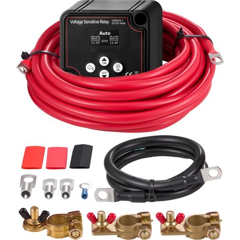 Séparateur de batteries double 12V 140A, relais VSR automatique et manuel avec voltmètre, écran LCD, compatible lithium. (1/5)