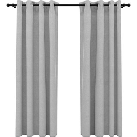 Maison Exclusive - Cortinas opacas con ojales look de lino 2 pzas