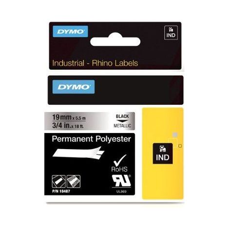 IND 18487 - DYMO IND Polyester, 19mm, schwarz/metallic (1/3)