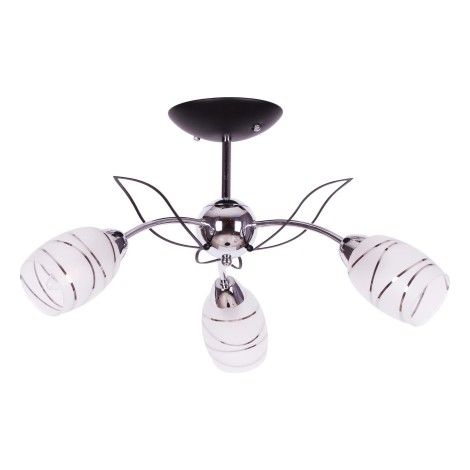 Plafonnier Xena Kaja chromé verre opale 3xE14 Ø60cm