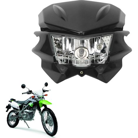 DC12V Motorradscheinwerfer, H4-Schnittstelle, kompatibel mit Kawasaki KLX 110, 125, 150, 230, 250, 300, 450R, CRF und WRF Modellen (schwarz). (1/5)