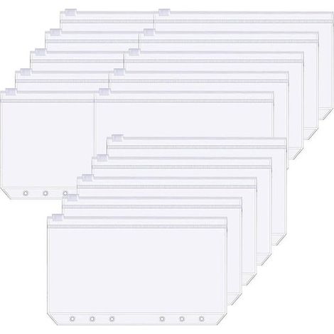 Classeurs - 20 pièces - Porte-documents A5 - Dossier PVC étanche - Pochettes de classeur - Dossier zippé à 6 trous - Convient pour les feuilles volantes, les plans budgétaires et les enveloppes - 21X1 (1/5)