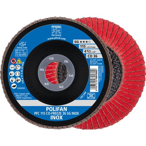 PFERD TOOLS POLIFAN Fächerscheibe PFC 115x22,23 mm konisch CO-FREEZE 36 SG INOX Edelstahl 10 Stk (1/5)