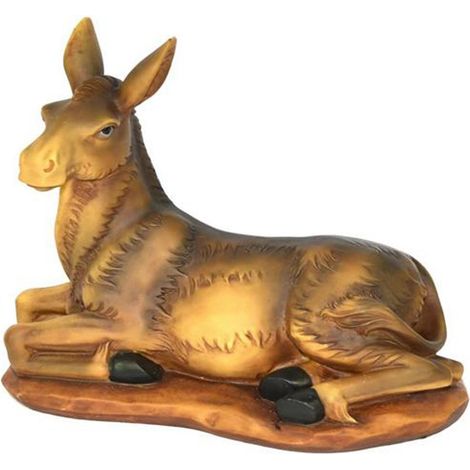 Asinello seduto animale in poliresina dipinto a mano per presepe natalizio -Large (1/3)