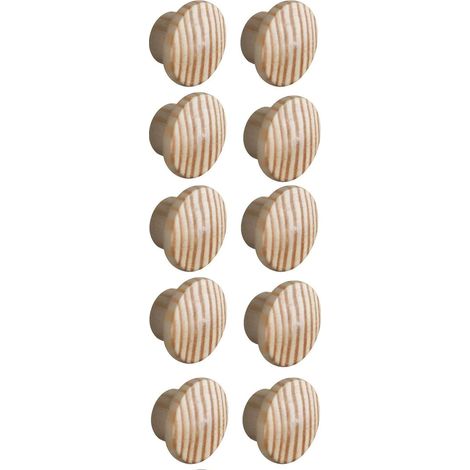 10x cache vis bois pin tête bombée bouchon capuchon trou disque meubletable chaise lit, épaisseur 11mm diamètre extérieur 20mm diamètre intérieur 15mm (1/2)
