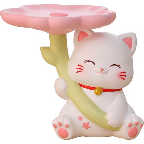 de rangement pour statue de chat en résine avec base stable