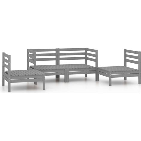 Set di mobili da giardino mobili da esterno set da 4 pezzi legno massello di pino grigio 020016254