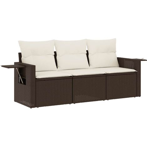Maison Exclusive - 3-tlg. Garten-Sofagarnitur mit Kissen Braun Po