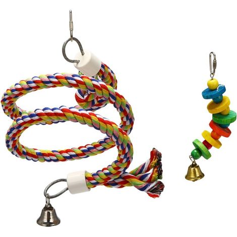 Hamac suspendu pour cage à oiseaux, jouet balançoire pour petites perruches, calopsittes, conures, perroquets, inséparables, pinsons (1/5)