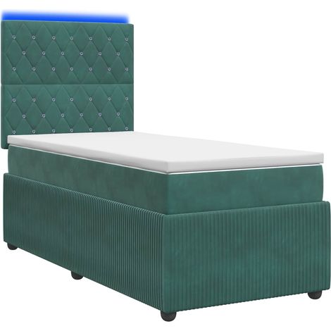 Maison Exclusive - Letto Box Spring LED con Materasso Verde Scuro 100 x 200 cm (1/5)