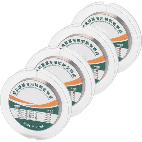 Fil de découpe pour écran de téléphone, 4 rouleaux de 100m, acier au carbone haute résistance, fil de molybdène 0,1mm (1/5)