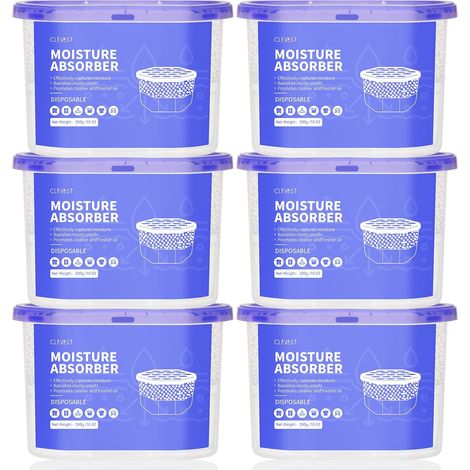 Déshumidificateur d'Armoire, Lot de 6 Déshumidificateur d'Air Anti Odeurs & Anti Moisissure, Absorbeur d'Humidité pour Cuisine, Placard, Salle de Bain et Bureau (1/5)
