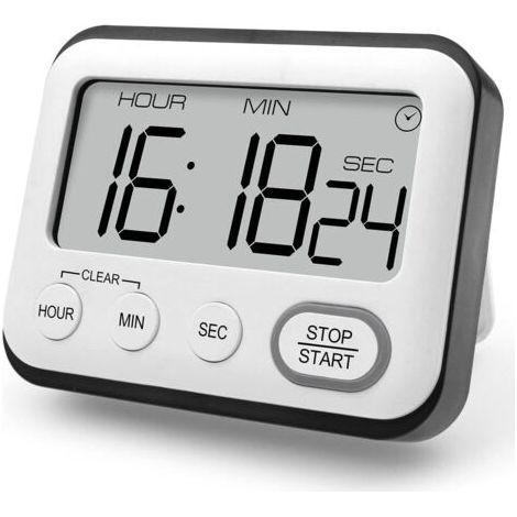 BUNTHAUS Minuteur de Cuisine multifonctionnelle, Minuterie de Cuisson avec Horloge, Réveil, Minuteur Digital, Chronomètre avec Grand écran LCD à Gros Chiffres (1/5)