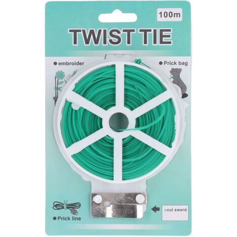 Twist Tie Plant Cable Support Ficelle 100m / 328.08ft PE Outil avec Cutter Green Garden Plant Ties for Garden
