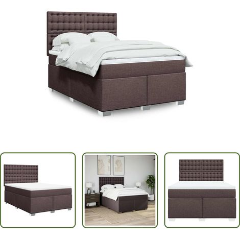Matratze - Boxspringbett mit Matratze Dunkelbraun 140x190 cm Stoff (1/5)