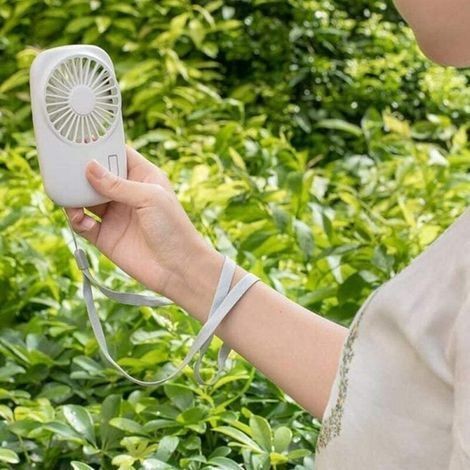 Mini ventilador portátil personal – Potente y ligero – Velocidad ajustable – Recargable por USB – Dimensiones 7,8x2,3x12,9 cm – Material ABS – Blanco (1/4)