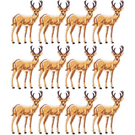 Lot de 12 autocollants brodés cerf motif fer à repasser patchs appliqués vêtements sac accessoires (1/5)