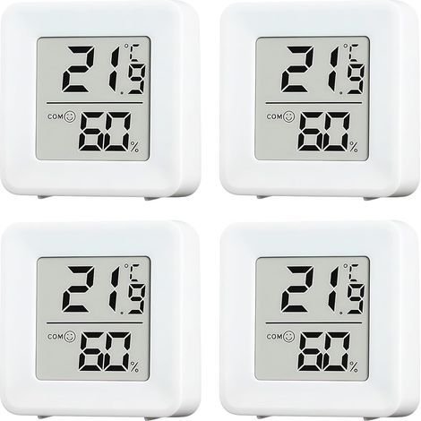 4-Piece Thermometer Hygrometer Set, Backlit LCD Screen, Digital Sensor, for Baby Room, Living Room, Office (1/5)
