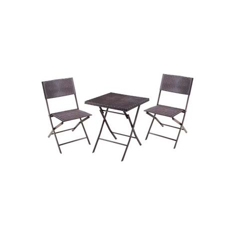 SET GIARDINO FOLD BLACK IN RATTAN SINTETICO PP TRE PEZZI VETTE