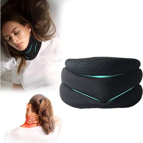 Support cervical anti-ronflement - Orthèse cervicale anti-ronflement respirante - Support en mousse souple ajustable - Convient pour dormir, à la maison, en voyage et au bureau - Universel (1/4)