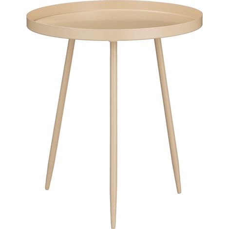 Table d'appoint ronde en métal beige bout de canapé pieds évasés Ø 40 x H 44 cm - PANGIVO (1/4)