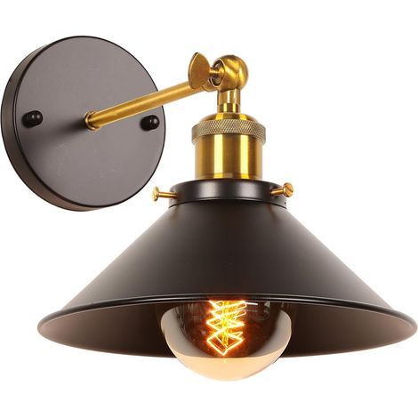 Industrielle Wandleuchte, Deckenleuchte im Edison-Stil aus Metall, Retro-Deckenlampe mit 180°-Drehung – 22 cm – Schwarz (1/5)
