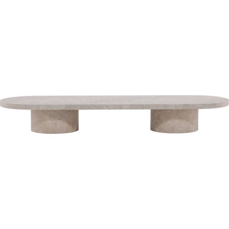 Ebuy24 – Table basse Narvik 190x60x25 cm – MDF beige – Forme ronde – Style scandinave moderne – Idéale pour décoration intérieure (1/9)