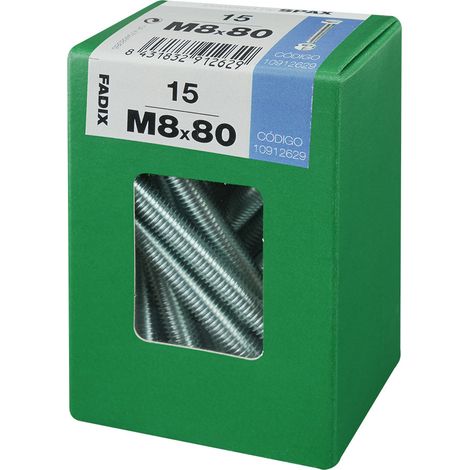 Caja l 15 unid. tornillo metrica cab hex+tuerca cinc m 8x80mm fadix (1/2)