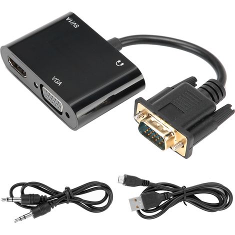 Adaptateur VGA vers HDMI avec Audio pour PC Portable, Projecteur et Téléviseur Noir (1/5)