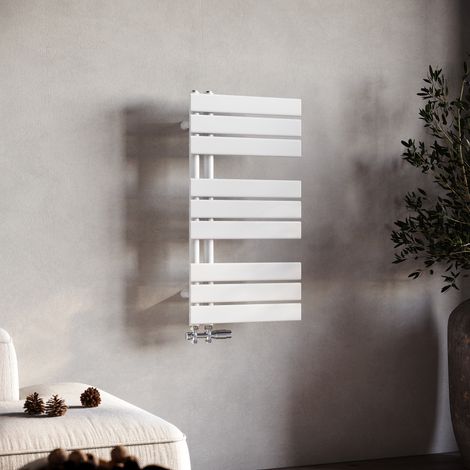 SONNI Radiateur Sèche-Serviettes Sèche Serviettes Sèche-Serviettes Eau Chaude vertical Sèche-Serviettes Plat Radiateur de Salle de Bains Connexion Latérale 76x40cm (1/5)