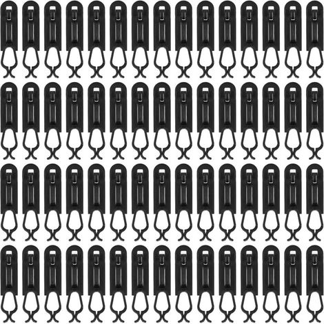 Jeffergarden Lot de 60 clips pour guirlande lumineuse de Noël, en plastique souple, flexible et étanche, petits crochets noirs pour décoration de sapin. (1/5)