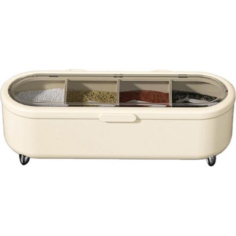 Scatola per spezie, contenitore per sale, organizer per pepe e zucchero, 4 scomparti per spezie, scatola per spezie, barattolo per la cucina, 26 x 8,7 x 8 cm/crema (1/5)