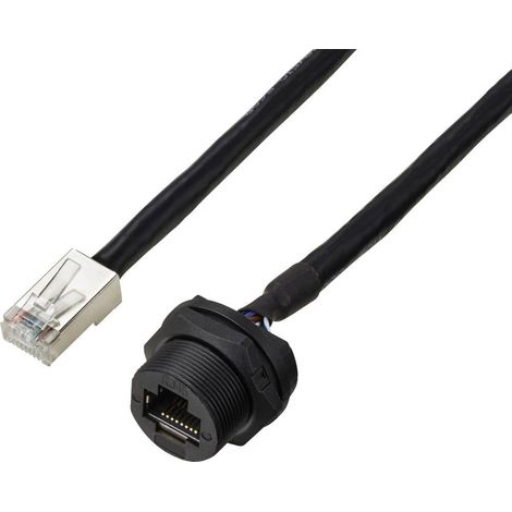 TRU COMPONENTS TC-E13T-FR6-PWF/MR6-NCA-0.5PV-JD Prise RJ45 pour montage à l'arrière avec câble IP67 (filetage) CAT6A, 0,5 m TC-13543648 Nombre de p Y630953 (1/3)