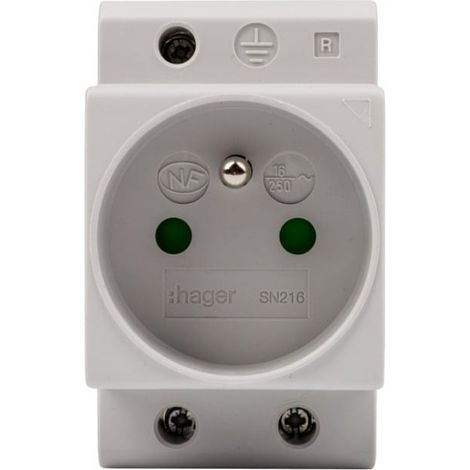 Hager – Prise modulaire 2P+T 16A pour installation électrique – Connexion SanVis – 2,5 modules – Pour chantiers humides