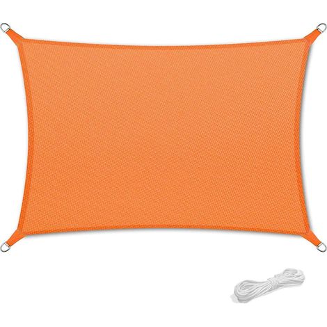 Toldo resistente al agua de vela de sombra de 2x4m para Patio y terraza jardín parasol 90% protección UV con cuerda libre Rectangular naranja (1/5)