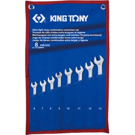 KING TONY ZESTAW KLUCZY PŁASKO-OCZKOWYCH DŁUGICH 8cz 6-13mm ETUI