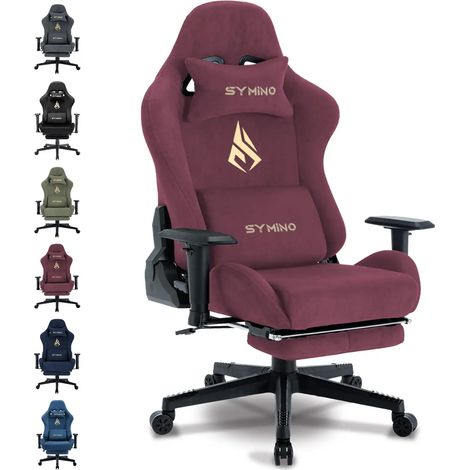 Symino Gaming Stuhl, Atmungsaktiver Bürostuhl aus Hochwertigem Stoff, So Weich Wie Pelz, Ergonomischer PC-Stuhl, Verstellbarer und Drehbarer Schreibtischstuhl mit Fußstütze (1/5)