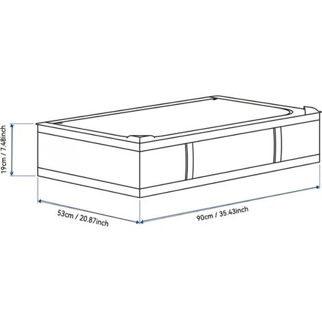 Boîte Rangement sous Lit avec Couvercle, Tissu Durable, Lavable, Pliable, Bac Rangement pour Vêtements, Couvertures, Draps, Chaussures, 70x42x18 cm, Lot de 2, Blanc