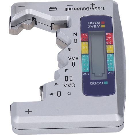 Digitaler Batterietester mit ABS-LCD-Bildschirm, Knopfzellenbatterieprüfer für 1,5-V- und 9-V-Batterien, Silber (1/5)
