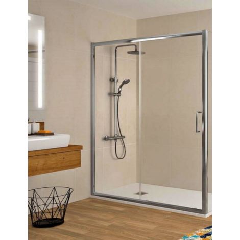Mampara de Ducha Frontal - 1 Hoja Fija y 1 Puerta Corredera - Cristal de Seguridad de 6 mm - Modelo Bella 2 (96,5 - 100,5 cm) (1/3)