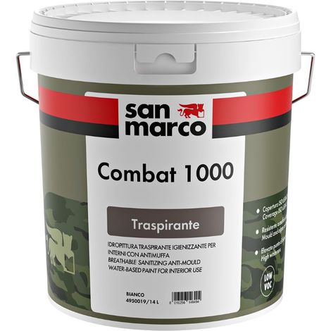 Combat 1000 idropittura traspirante igienizzante bianca lt 14