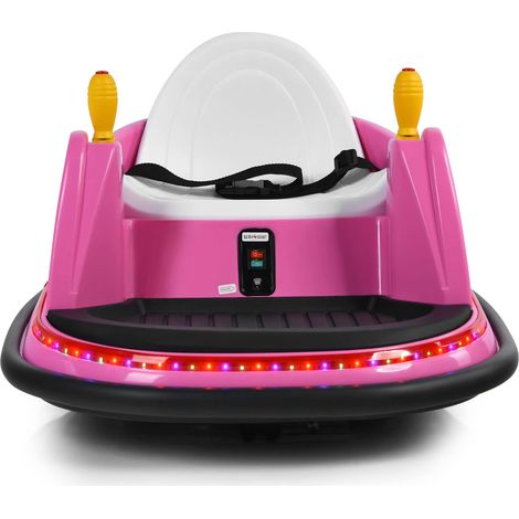 COSTWAY Coche de Parachoques para Niños, Auto Eléctrico Chocador 6 V con Luces Coloreadas, Giratorio 360°, Mando, Vehículo Montable de Batería para 2-5 Años (Rosa)